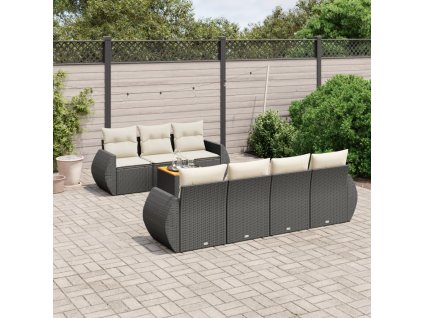 8dílná zahradní sedací souprava s poduškami černá polyratan 3224908