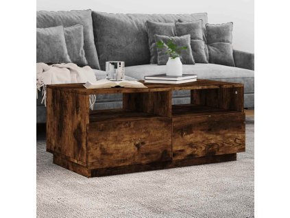 Konferenční stolek s LED osvětlením kouřový dub 90 x 49 x 40 cm 839837