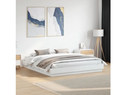 Rám postele bílý 200 x 200 cm kompozitní dřevo 3209828