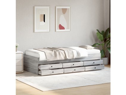 Válenda se zásuvkami bez matrace šedá sonoma 100 x 200 cm 3280872