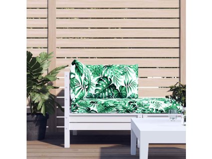 Podušky na nábytek z palet 3 ks vzor listů oxfordská tkanina 379161