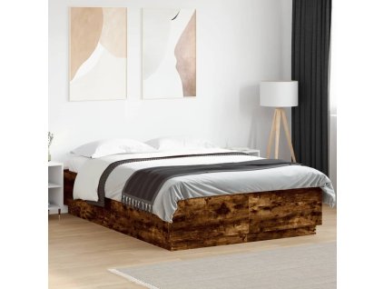 Rám postele s LED osvětlením kouřový dub 140 x 200 cm kompozit 3209615
