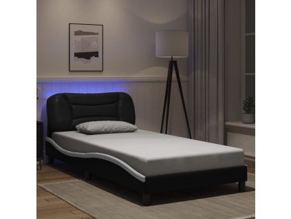 Rám postele s LED bez matrace Hvar černý a bílý 100x200 cm 3213918