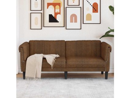 Pohovka 2místná hnědá umělá semišová kůže 372584