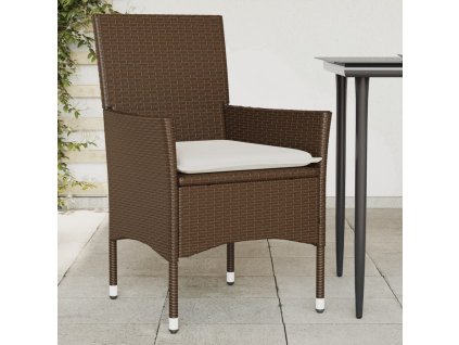Zahradní křesla s poduškami 2 ks hnědá polyratan 368110