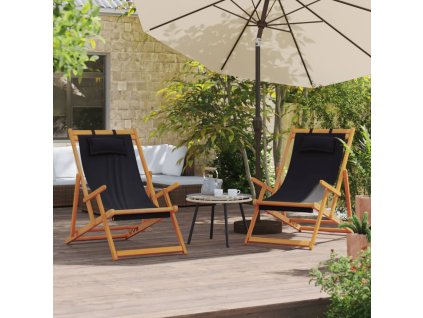 Skládací plážová křesla 2 ks černá textil 3214486