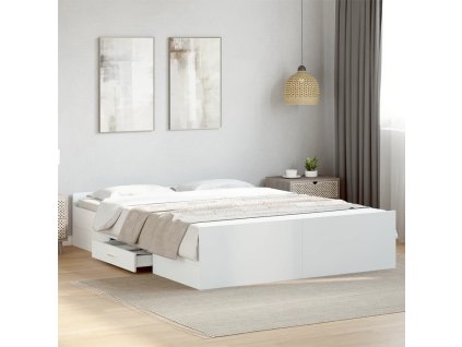 Rám postele se zásuvkami bílý 150 x 200 cm kompozitní dřevo 3280286