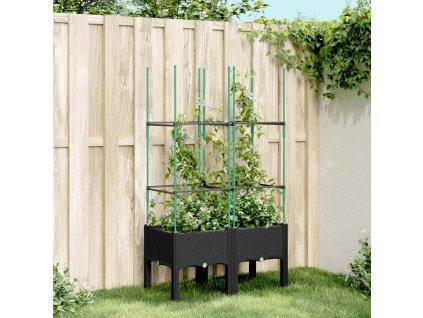 Zahradní truhlík s treláží černý 80 x 40 x 142,5 cm PP 367953