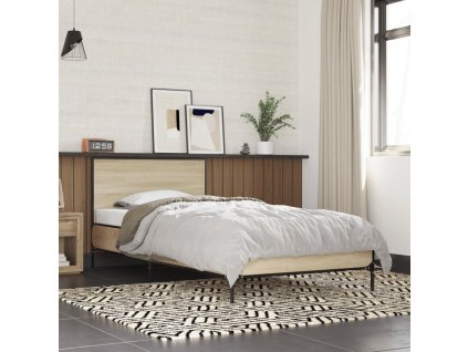 Rám postele dub sonoma 75 x 190 cm kompozitní dřevo a kov 845558