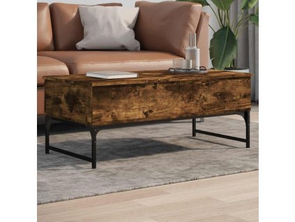 Konferenční stolek kouřový dub 100 x 50 x 40 cm kompozit a kov 845378