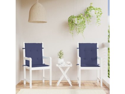 Podušky na židli s nízkým opěradlem 2 ks námořnická modř textil 378680