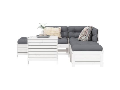 6dílná zahradní sedací souprava bílá masivní borovice 3250705