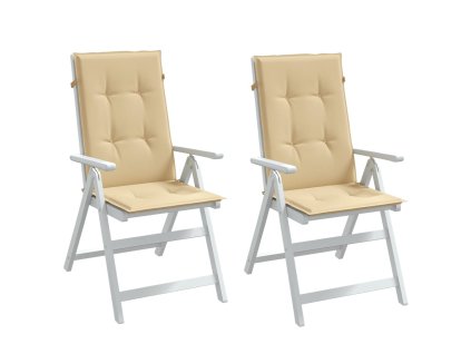 Podušky na židli vysoké opěradlo 2 ks béžová melanž 120x50x4 cm 4002421