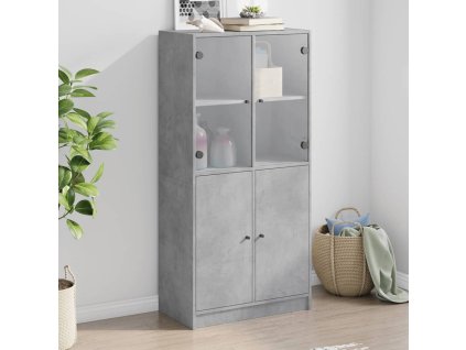 Highboard s dvířky betonově šedý 68x37x142 cm kompozitní dřevo 3295867