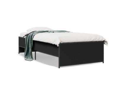 Rám postele černý 100 x 200 cm kompozitní dřevo a kov 845236
