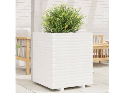 Zahradní truhlík bílý 60 x 60 x 72 cm masivní borovice 3282615