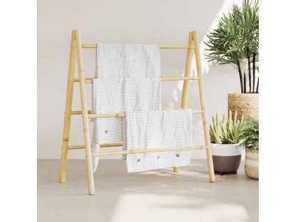 Dvojitý žebřík na ručníky se 4 příčlemi 90 x 50 x 100 cm bambus 368036