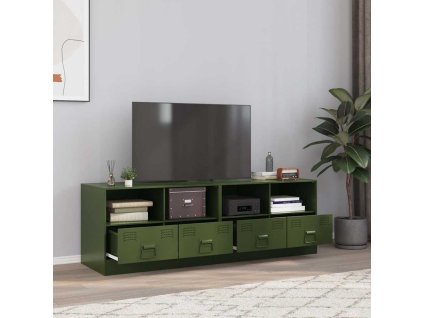 TV skříňky 2 ks olivově zelené 67 x 39 x 44 cm ocel 841748