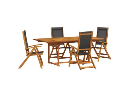 5dílný zahradní jídelní set masivní akáciové dřevo a textilen 3279260