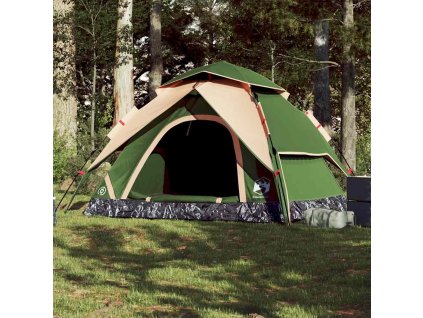 Kempingový stan kupole pro 5 osob zelený rychloupínací 4004185