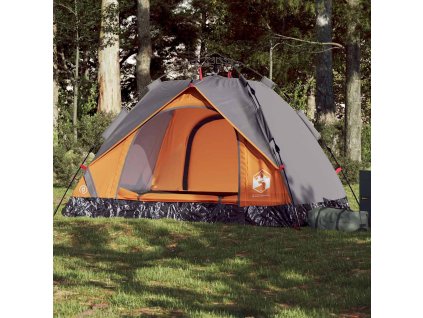 Kempingový stan kupole pro 2 šedý a oranžový rychloupínací 4004191