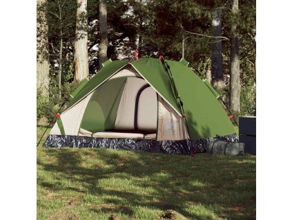 Kempingový stan kupole pro 3 osoby zelený rychloupínací 4004193