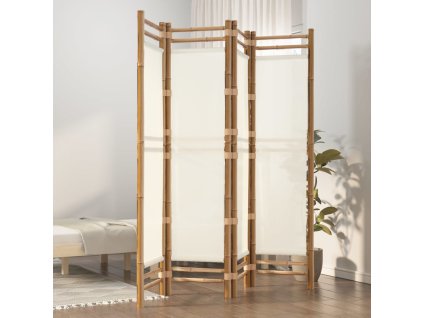 Skládací 4panelový paraván 160 cm bambus a plátno 350624