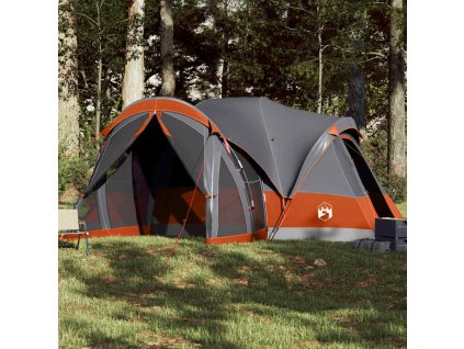 Rodinný stan týpí pro 8 osob šedý a oranžový nepromokavý 94739