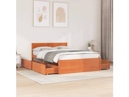 Postel bez matrace voskově hnědá 135 x 190 cm masivní borovice 3282359
