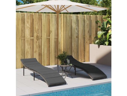 Zahradní lehátka 2 ks s poduškami šedá polyratan 3277303