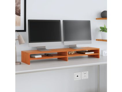 Stojan na monitor voskově hnědý 100x24x13 cm masivní borovice 847163