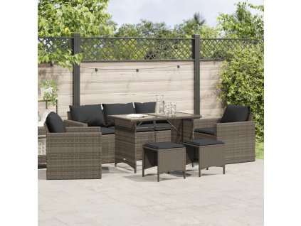 6dílná zahradní sedací souprava s poduškami šedá polyratan 3213551