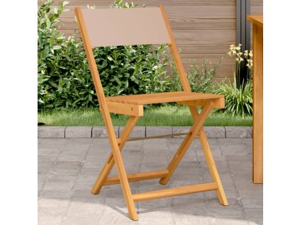 Bistro židle 2 ks taupe masivní akáciové dřevo a textil 367683