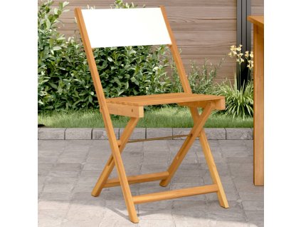 Bistro židle 2 ks krémově bílé masivní akáciové dřevo a textil 367681