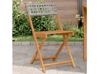 Bistro židle 2 ks šedé masivní akáciové dřevo a polyratan 367676