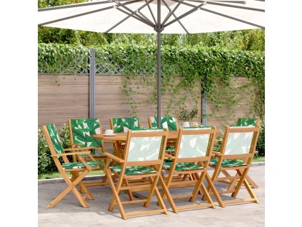 Skládací zahradní židle 8 ks zelené textil a masivní dřevo 3214588
