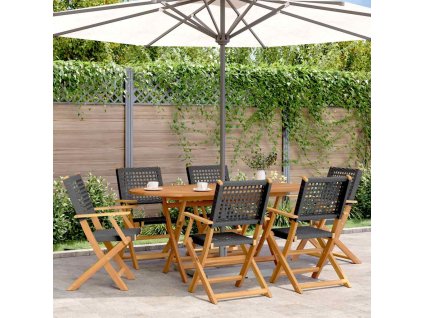 Skládací zahradní židle 6 ks černé polyratan a masivní dřevo 3214557