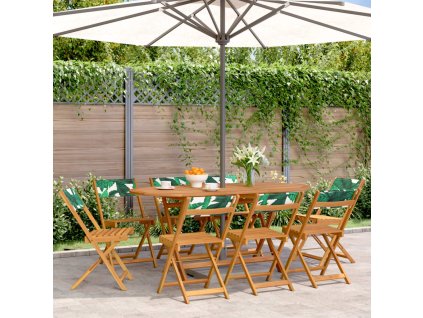 Skládací zahradní židle 8 ks zelené textil a masivní dřevo 3214624