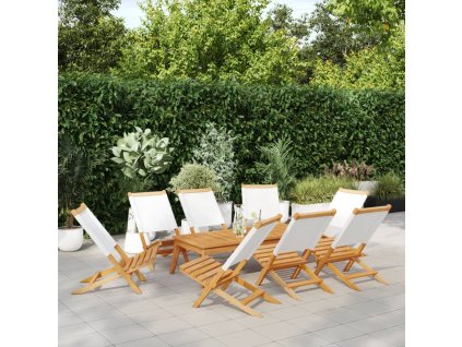 Skládací zahradní židle 8 ks krémově bílé textil a masiv 3214639