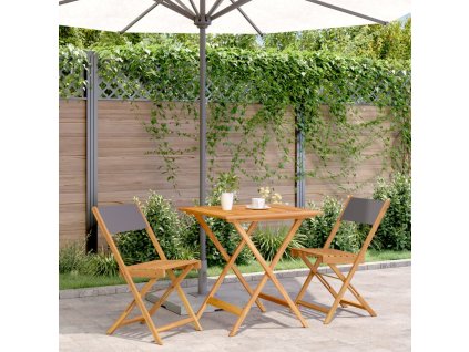 3dílný bistro set antracitový textil a masivní dřevo 3281869