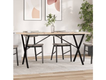 Jídelní stůl s X rámem 160 x 80 x 75,5 cm borové dřevo a ocel 3282765