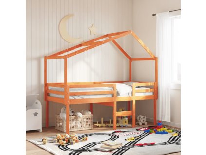 Patrová postel se střechou voskově hnědá 90 x 200 cm borovice 3282054