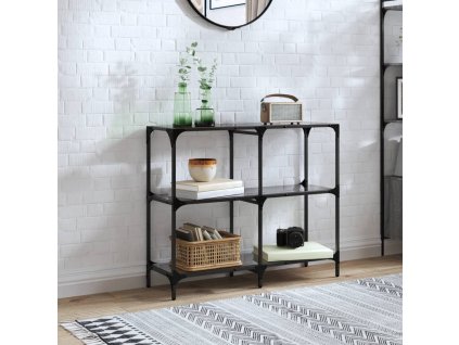 Konzolový stolek s černou skleněnou deskou 98 x 30 x 81 cm ocel 846029