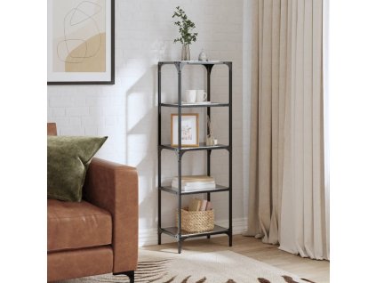 Úložný regál s černou skleněnou deskou 40 x 30 x 123 cm ocel 846041