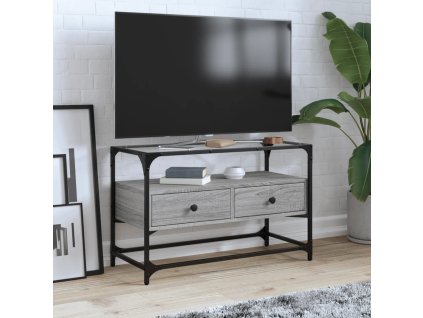 TV skříňka se skleněnou deskou šedá sonoma 80x35x51 cm kompozit 846062