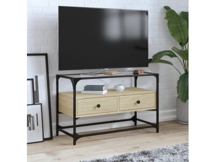 TV skříňka se skleněnou deskou dub sonoma 80x35x51 cm kompozit 846060
