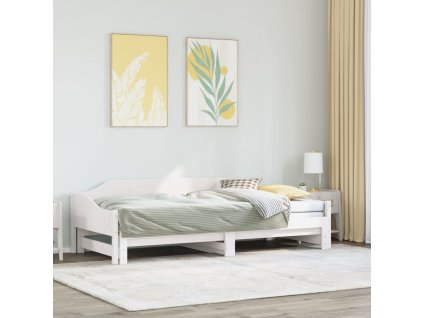 Válenda s přistýlkou bílá 90 x 200 cm masivní borové dřevo 850906