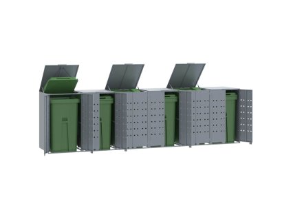 Box na 6 popelnic šedý 414 x 79 x 117 cm ocel 3279991