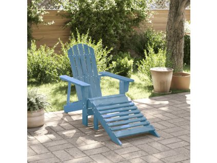 Židle Adirondack s podnožkou modrá masivní jedle 4007242