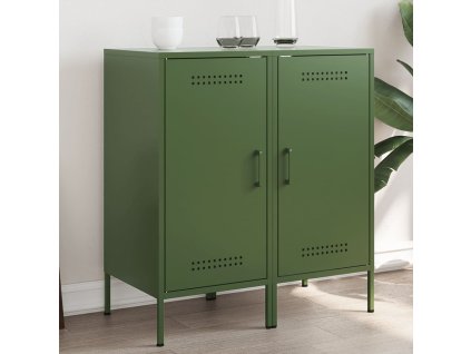 Příborníky 2 ks olivově zelené 36 x 39 x 79 cm ocel 843021